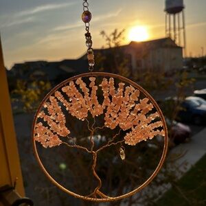 Elegant Pink Tree of Life Suncatcher